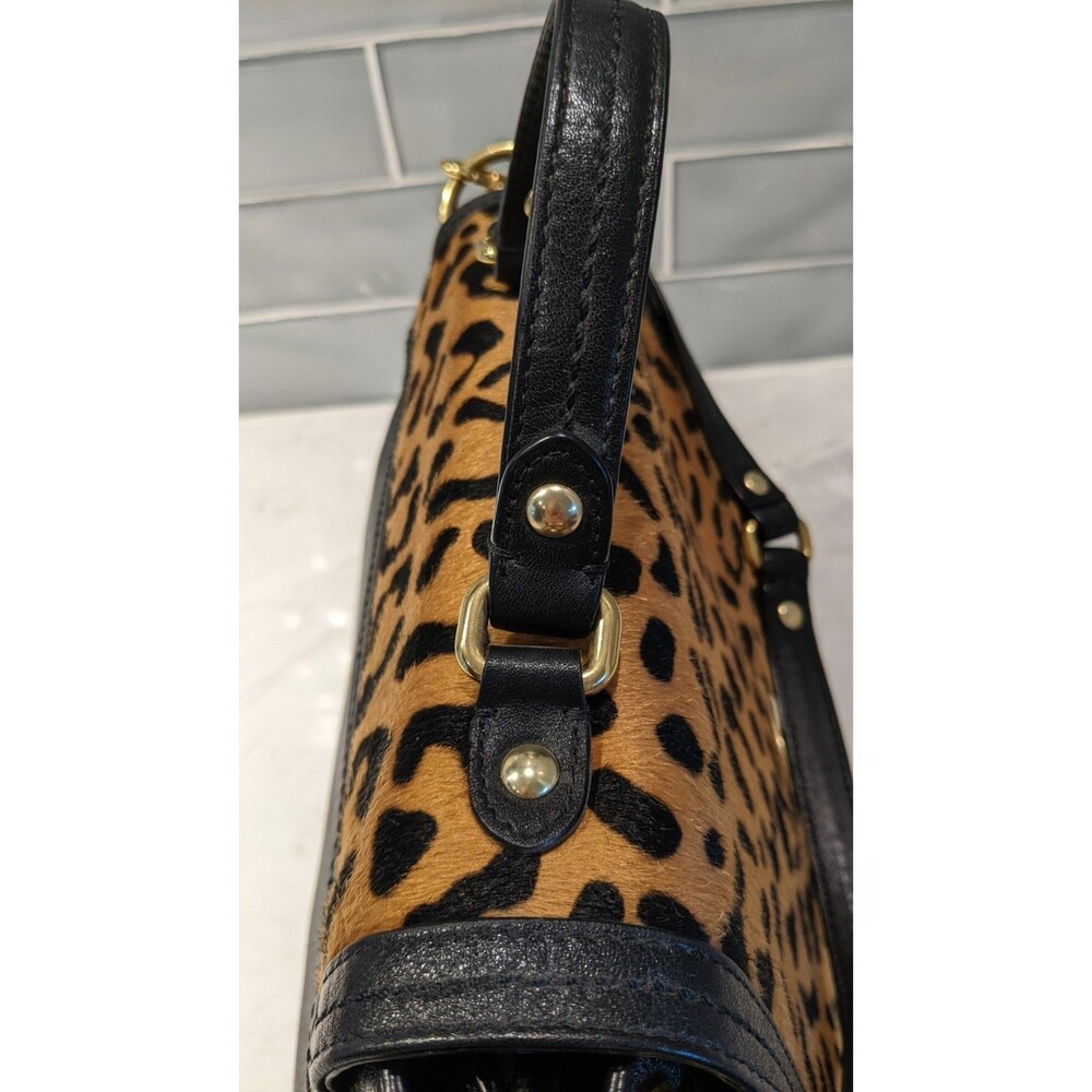 COACH Park Ocelot Haircalf Black Leather Turnlock Flap Satchel Bag - Picture 9 of 16